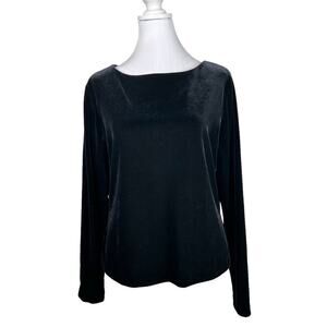 Arianna by Rachel Kaye Black Velour Top Womens Size L Stretchy Wardrobe Basics